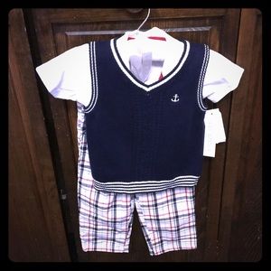 18 Month, 3 pc, Short sleeve pant set with vest
